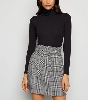 Off White Check Tie Waist Skirt | New Look