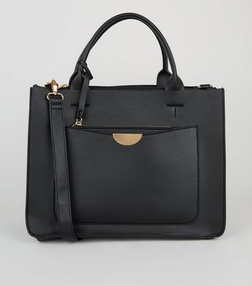 Black Leather-Look Laptop Bag | New Look