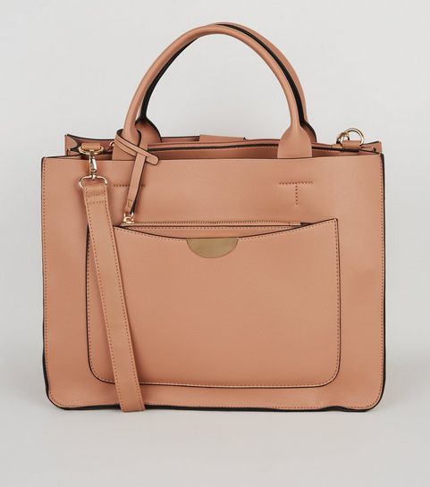 Camel Leather-Look Laptop Bag 