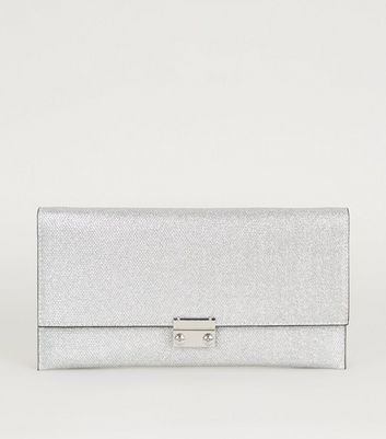 new look clutch bags silver