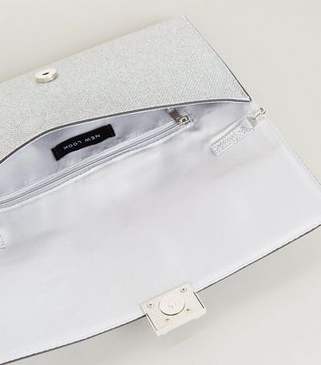 new look silver clutch