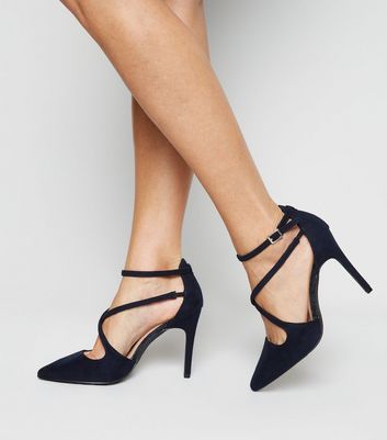 navy court shoes with ankle strap