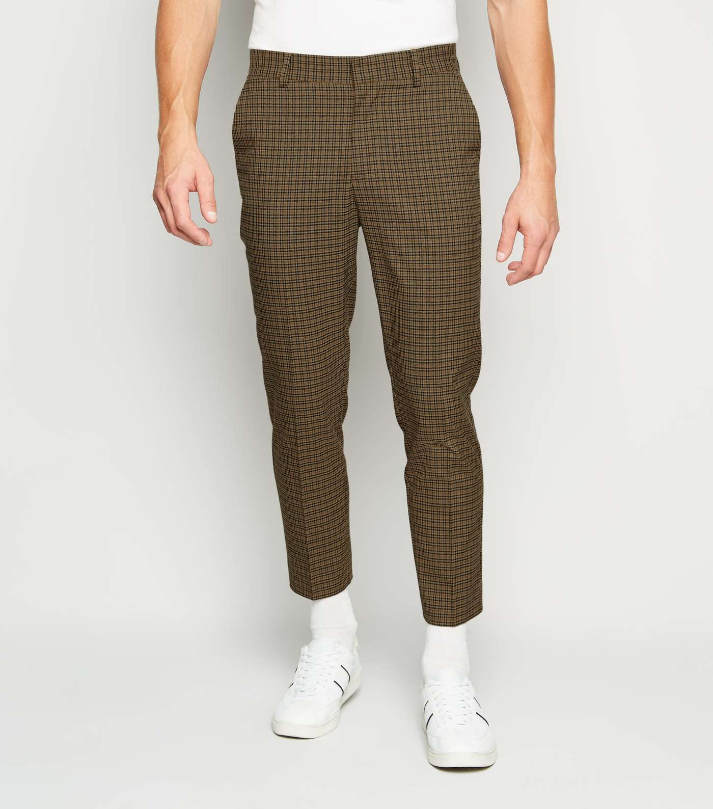 Camel Check Slim Crop Trousers