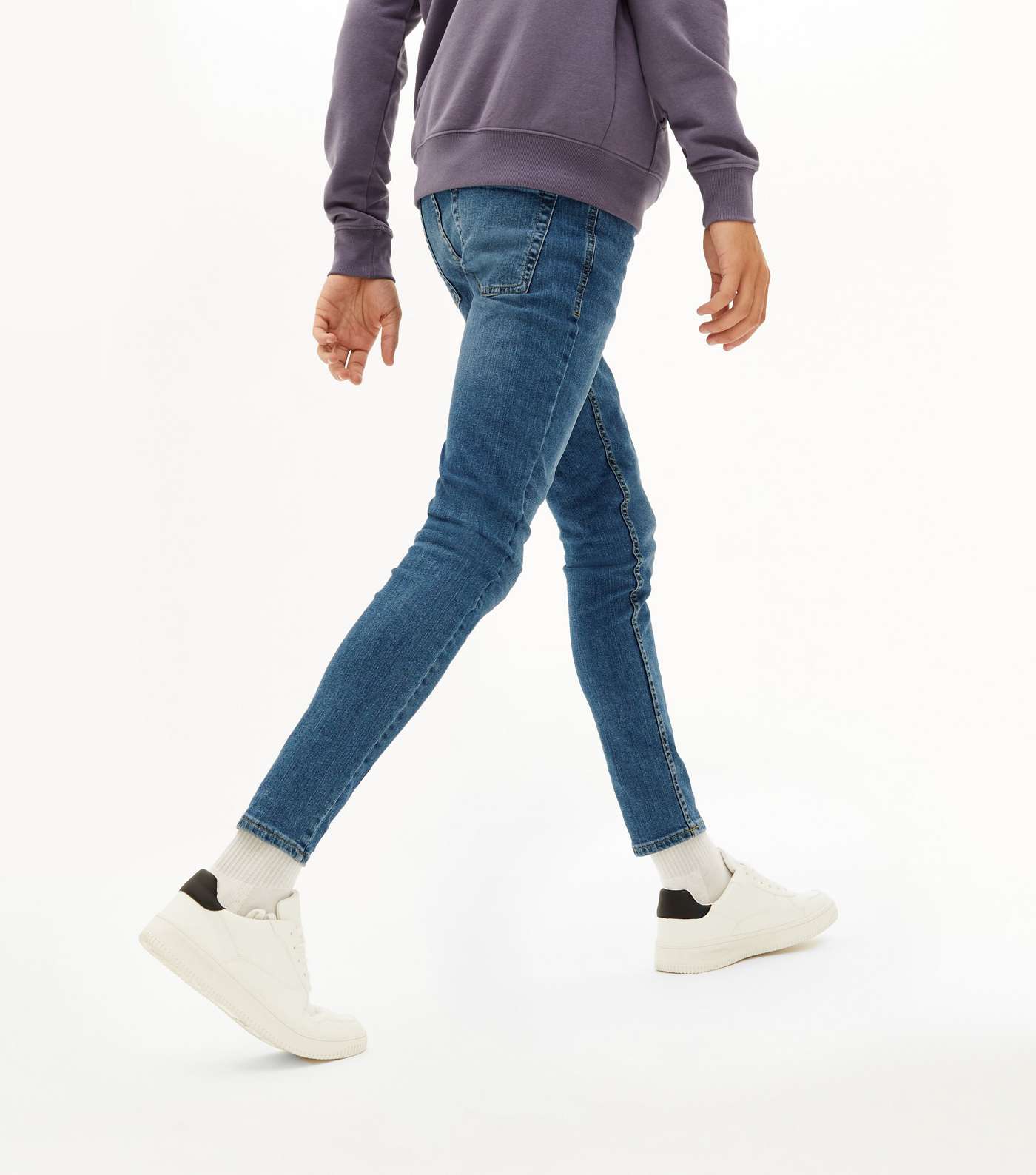 Blue Mid Wash Skinny Stretch Jeans Image 5