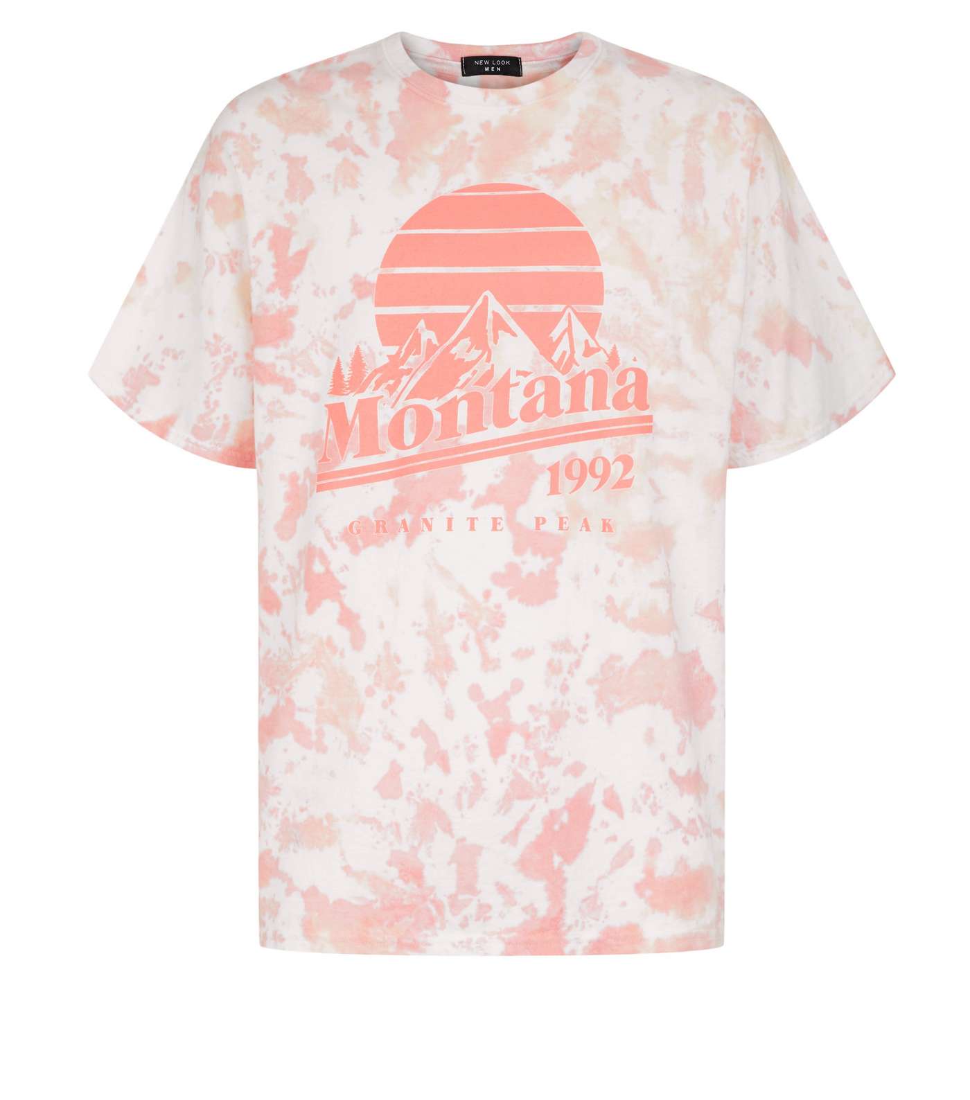 Coral Tie Dye Montana Slogan T-Shirt Image 4