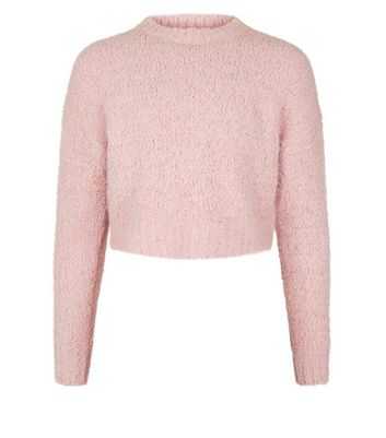 Girls Pink Super Soft Teddy Crop Jumper 
