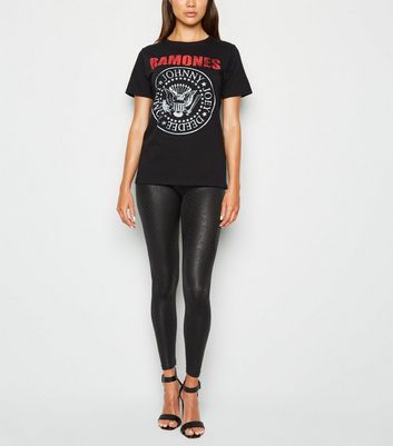 Black Faux Croc Leather-Look Leggings 