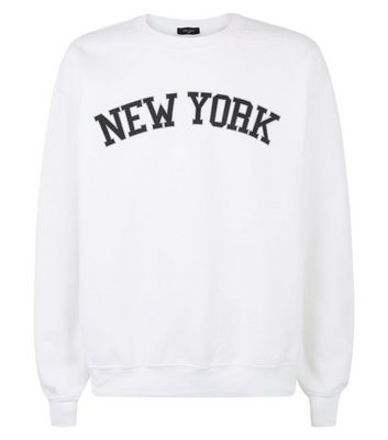 New Look NY slogan sweatshirt dress in blue