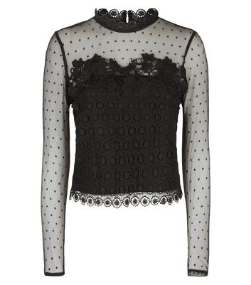 lace mesh long sleeve top