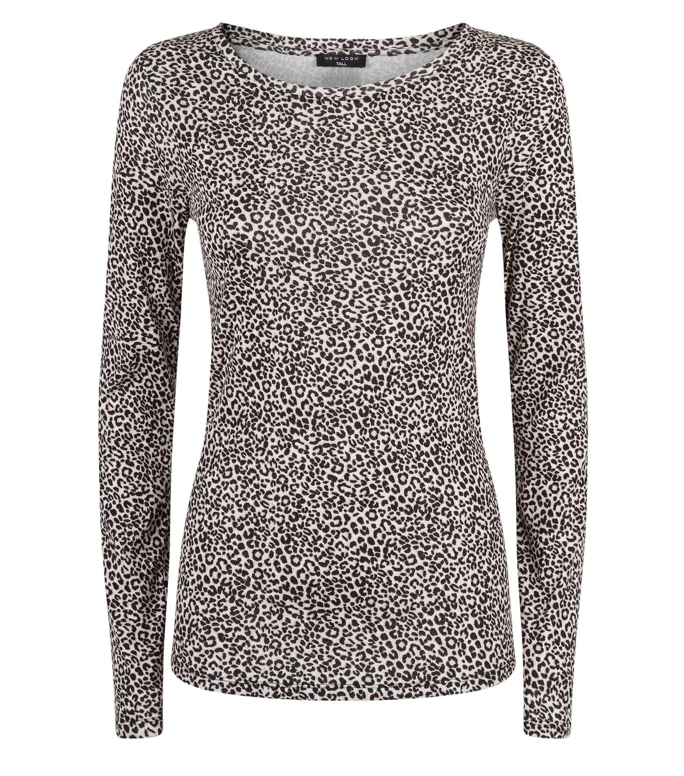 Tall White Leopard Print Long Sleeve Top Image 4