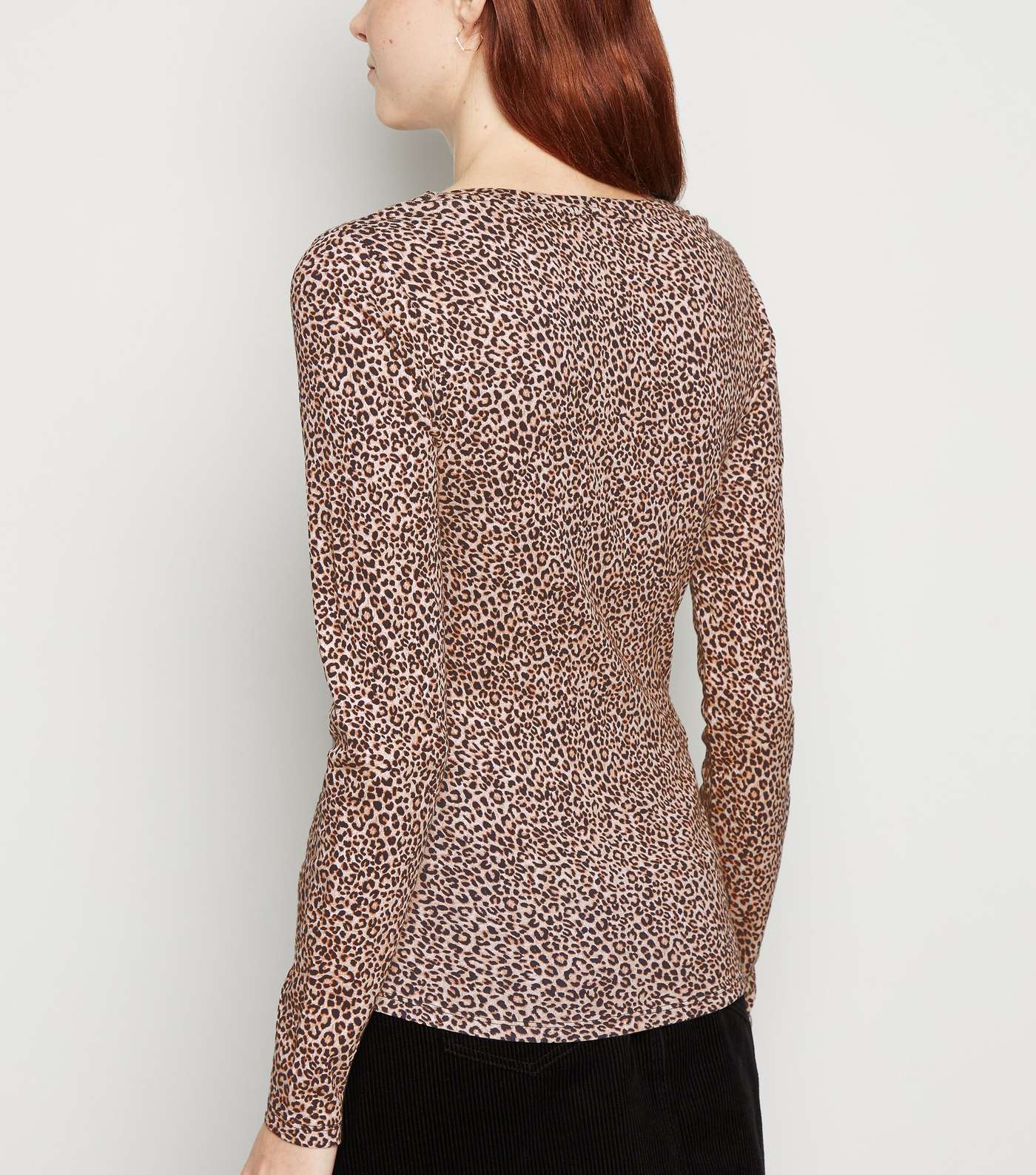 Tall Brown Leopard Print Long Sleeve Top Image 3