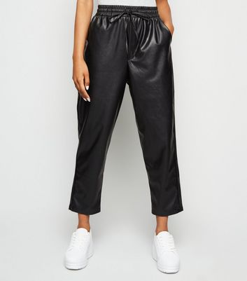 new look leather joggers