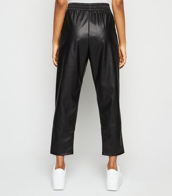 Petite black leather discount joggers