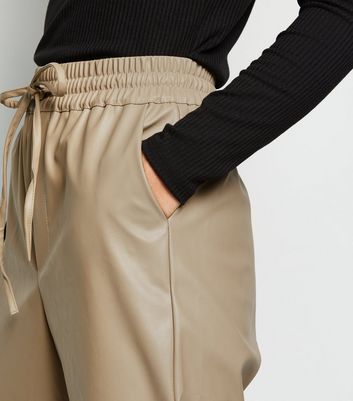 petite leather look joggers