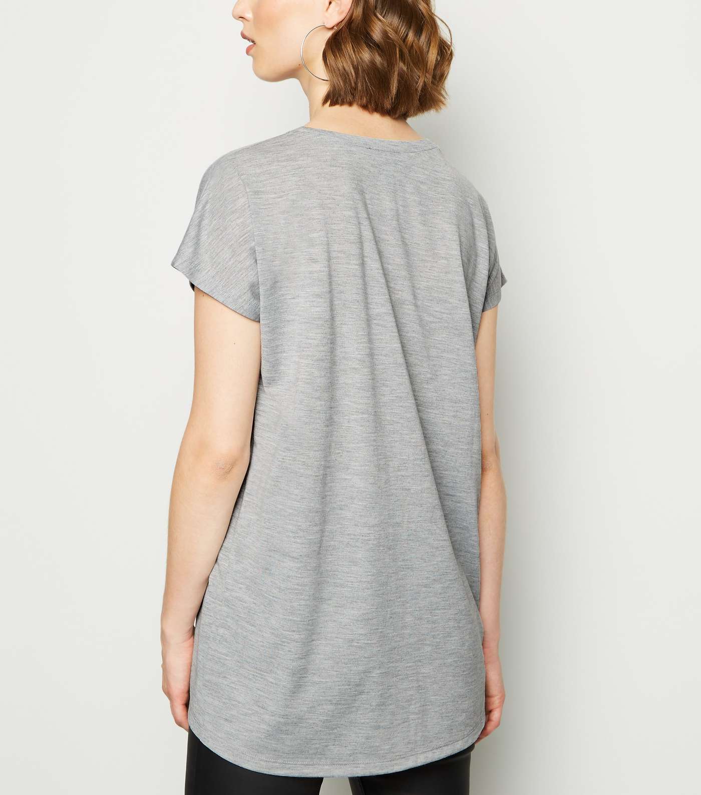 Grey Marl Longline T-shirt Image 3