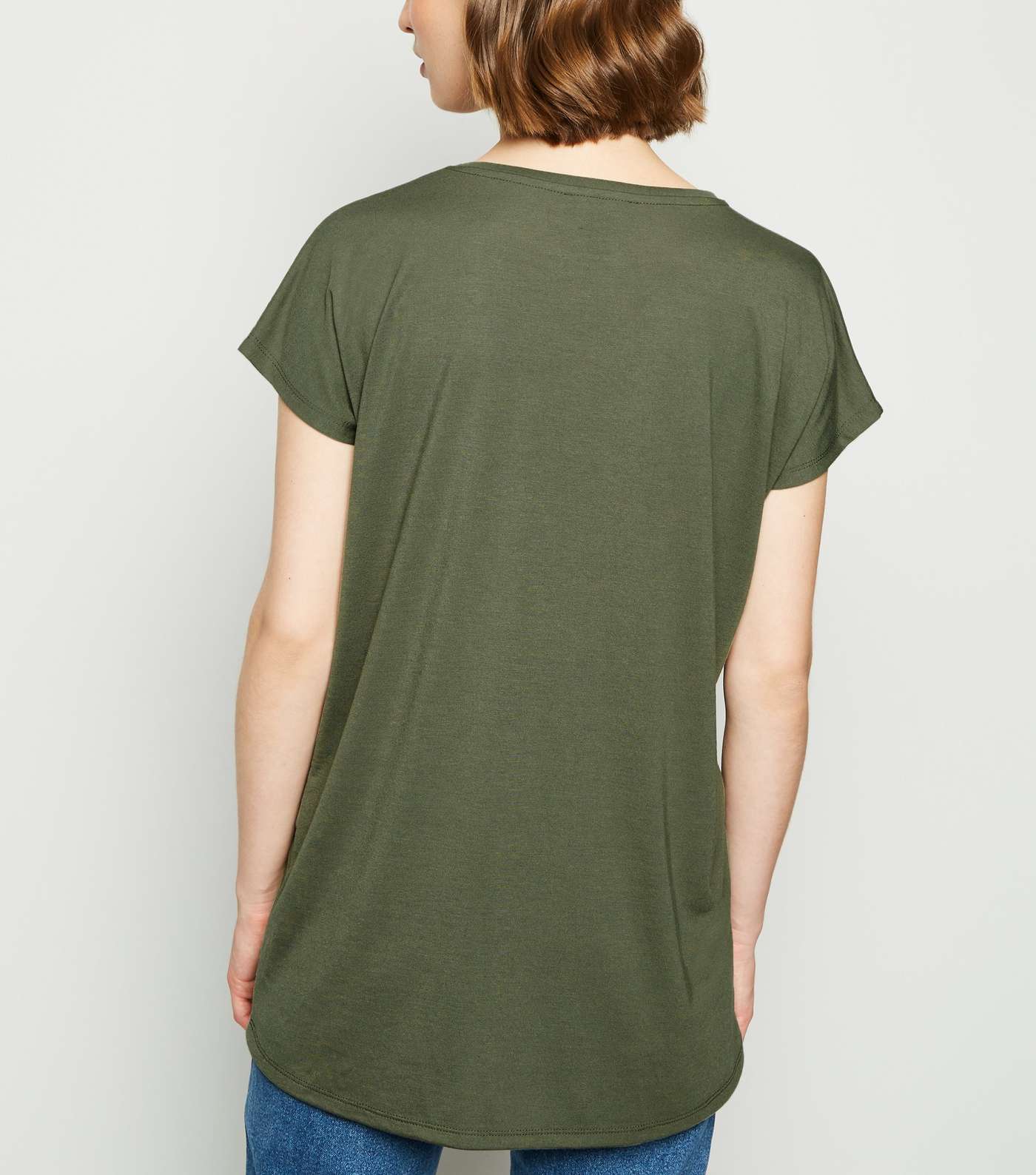 Khaki Longline T-Shirt Image 3
