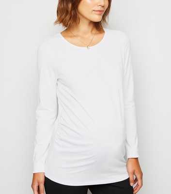 Umstandsmode – Weißes langärmliges T-Shirt