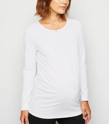 Damen Bekleidung Umstandsmode – Weißes langärmliges T-Shirt