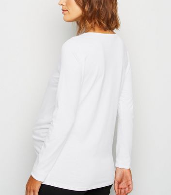Damen Bekleidung Umstandsmode – Weißes langärmliges T-Shirt