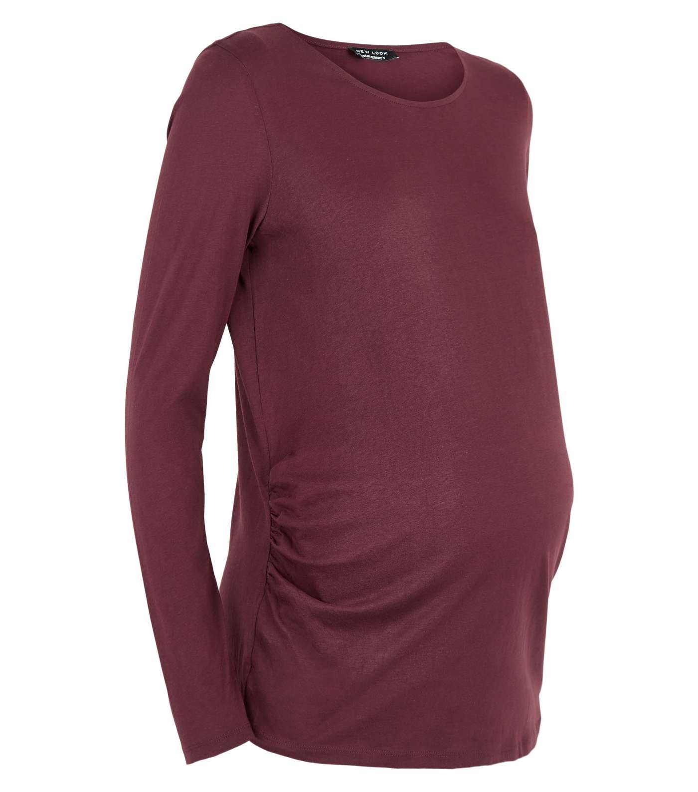 Maternity Burgundy Long Sleeve T-Shirt Image 4