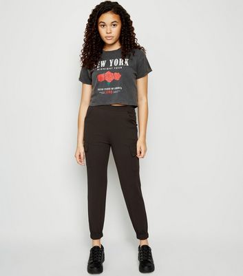 new look girls black trousers