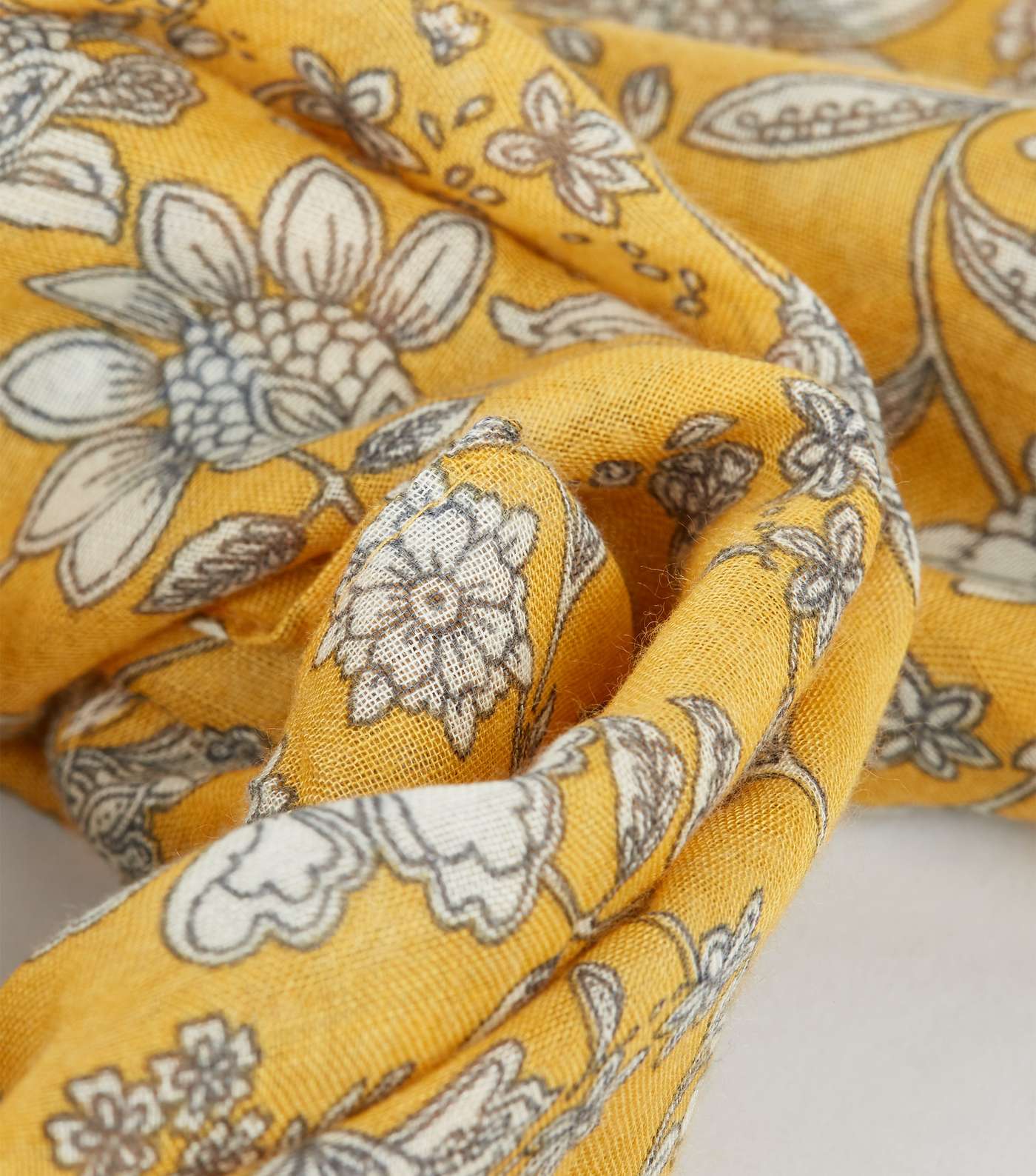 Yellow Floral Print Lightweight Woven Scarf Image 3