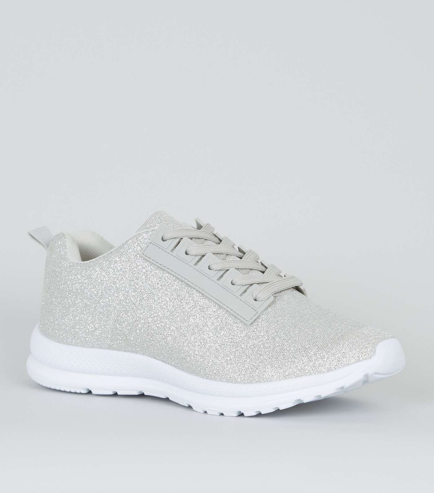 Silver Glitter Lace Up Trainers