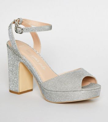 wide fit glitter block heels