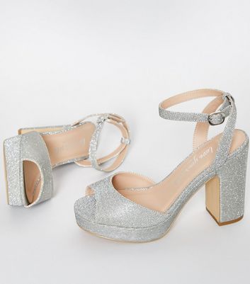 glitter platform block heels