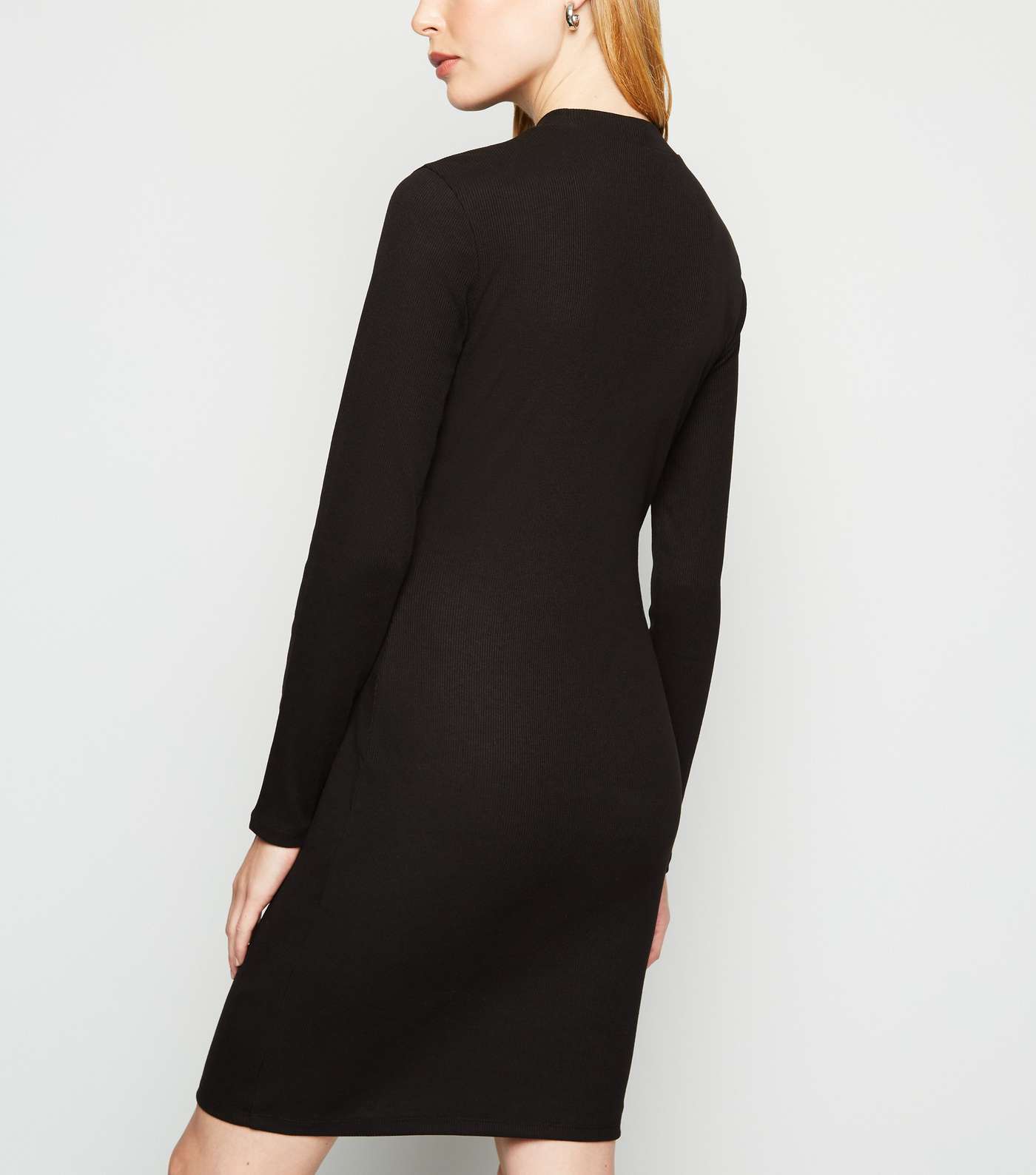 Black Long Sleeve Mini Bodycon Dress Image 3