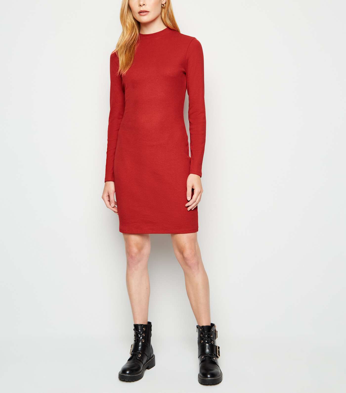 Red Long Sleeve Mini Bodycon Dress