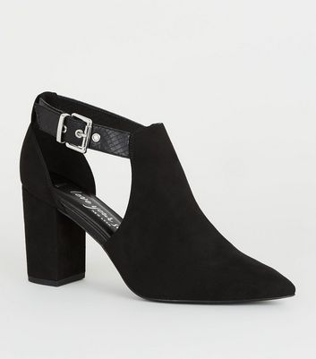 new look black suedette shoes