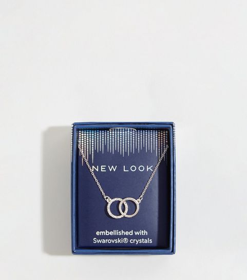 Silver Plated Circle Necklace with Crystals from Swarovski®