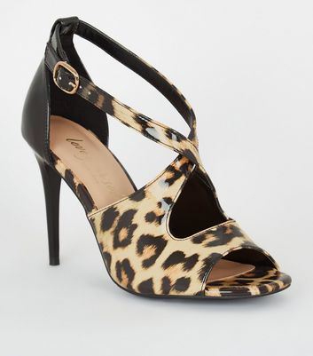 Leopard print sale heeled sandals uk