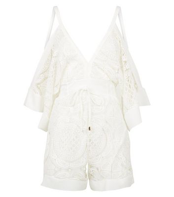 white crochet playsuit