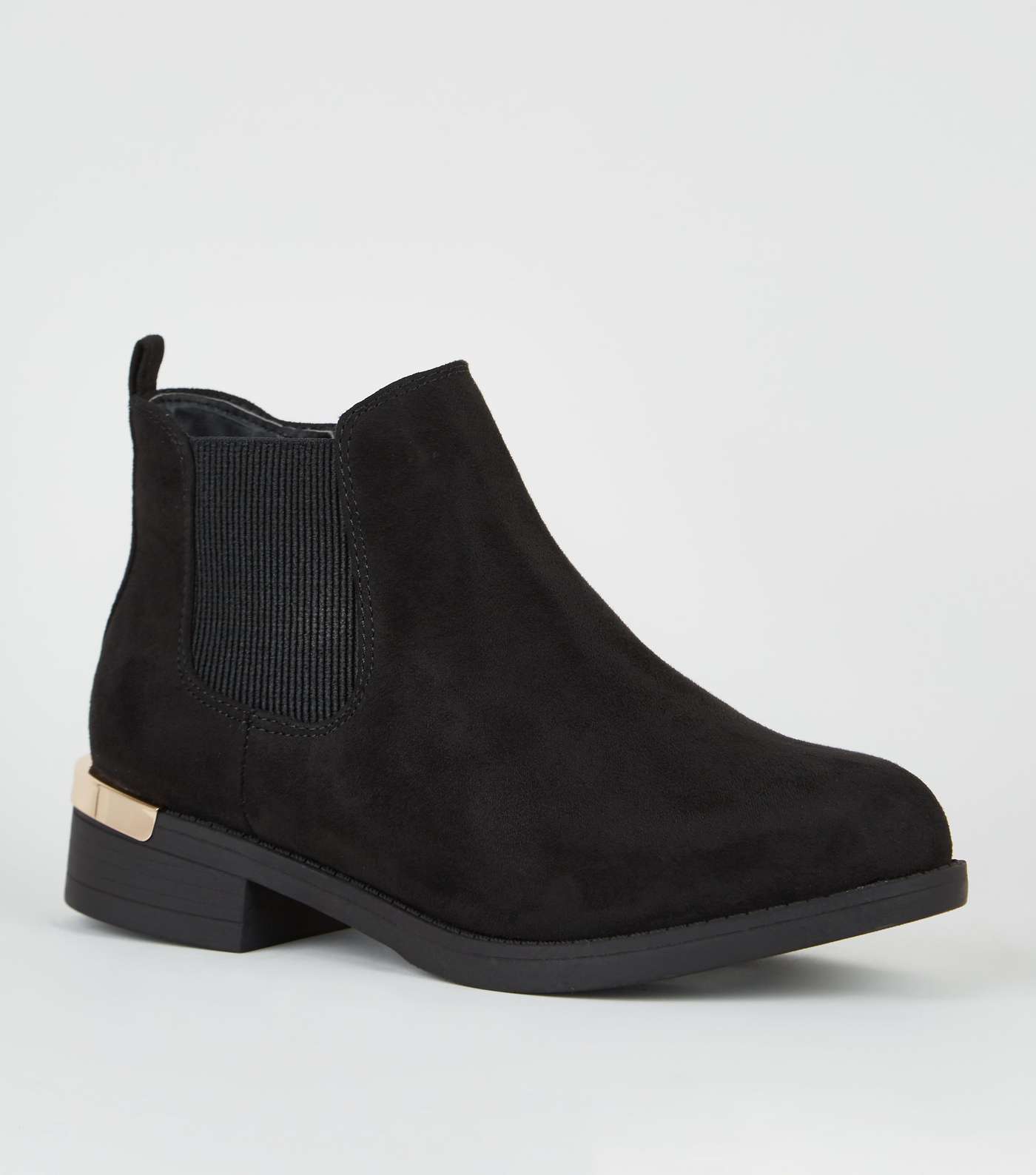 Extra Wide Fit Black Suedette Chelsea Boots
