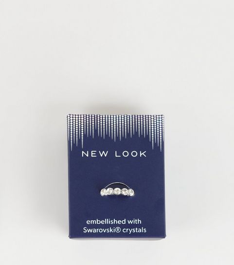 Versilberter Ring mit 5 Schmucksteinen mit Strass von Swarovski®