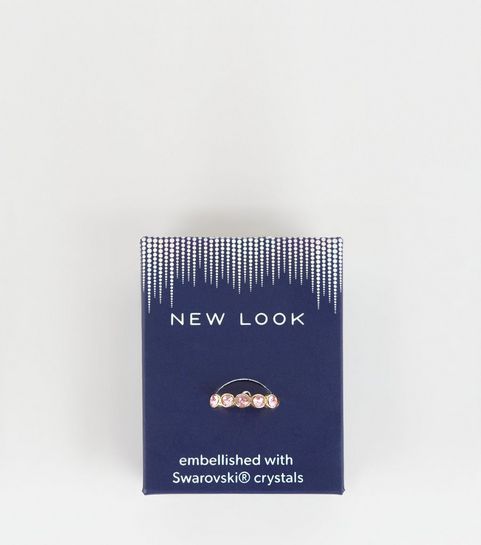 Bague plaquée or à 5 pierres avec cristaux de Swarovski®