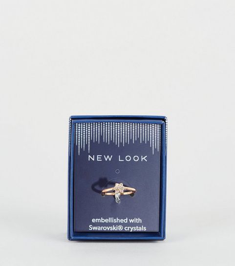 Roségoldfarbener Blütenring mit Strass von Swarovski®