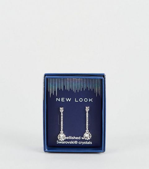 Silver Drop Earrings with Crystals from Swarovski®