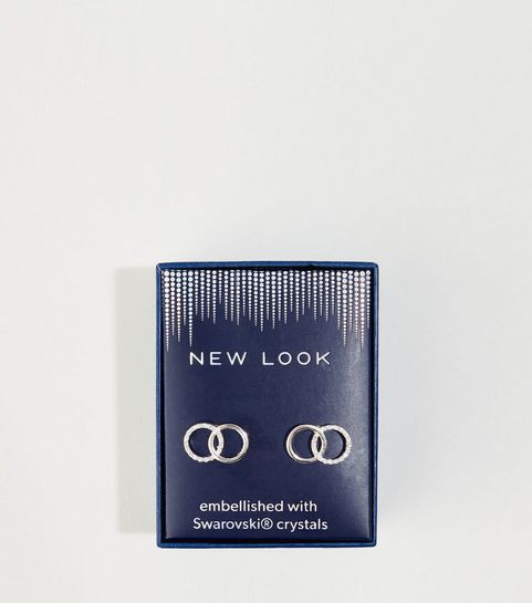 Silver Plated Circle Earrings with Crystals from Swarovski®