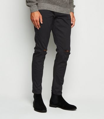 new look mens black ripped jeans