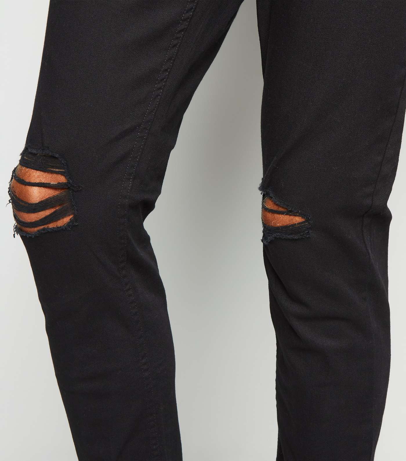 Black Ripped Knee Skinny Stretch Jeans Image 5