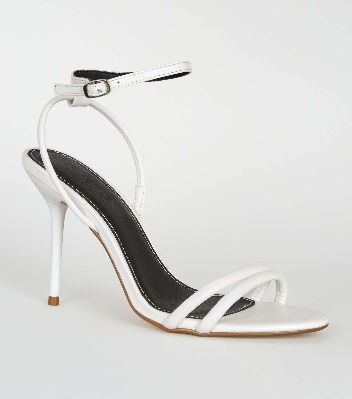 White Leather-Look Barely There Stilettos