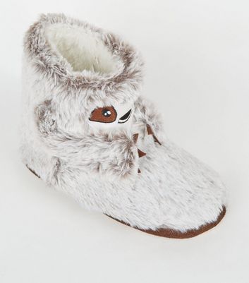 Girls Light Brown Faux Fur Sloth Boot 