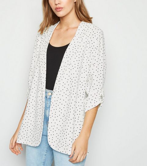 Blazer blanc en néoprène à pois