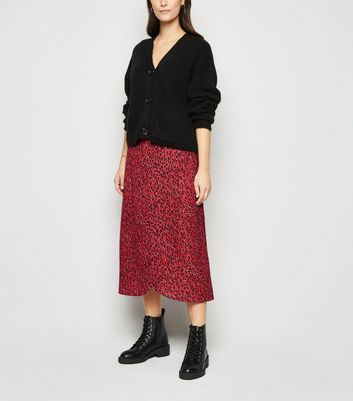 Red Spot Wrap Midi Skirt New Look