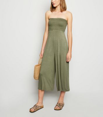 shirred bandeau jumpsuit