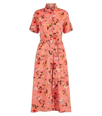 pink midi shirt dress