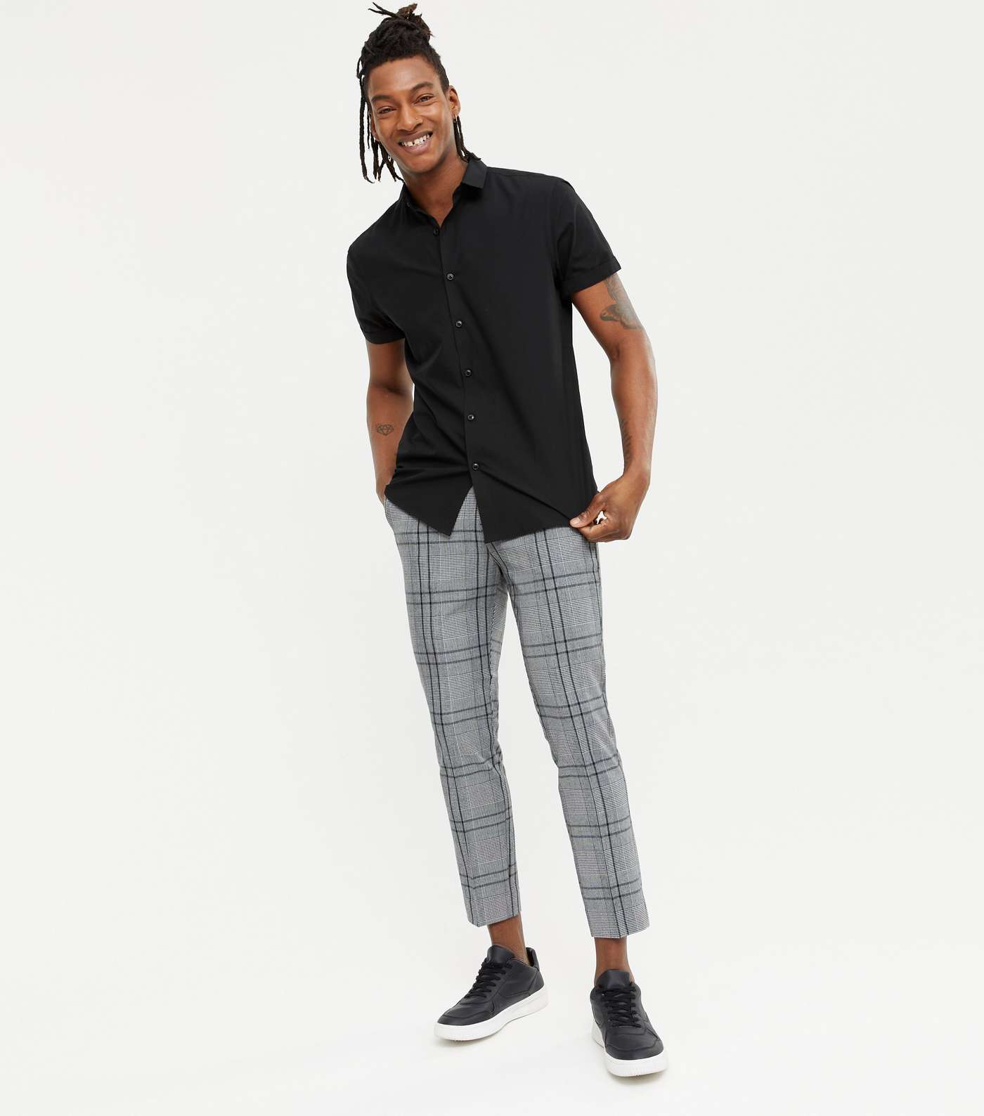 Grey Check Skinny Crop Trousers